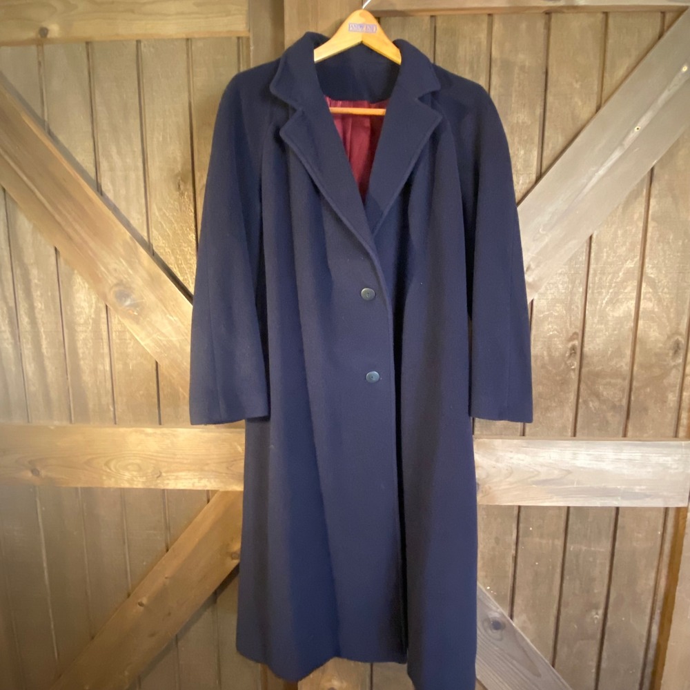 Daniel Niveau Cashmere Coat Womens L Navy Blue Pure Amicale Long Jacket